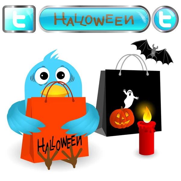 Twitter pájaro con elementos de Halloween . — Archivo Imágenes Vectoriales