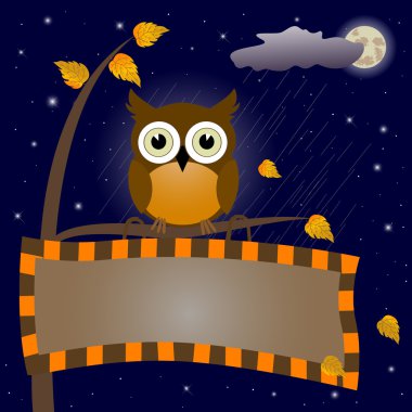 Owl and signboard. clipart