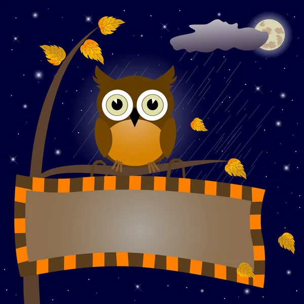 Owl and signboard. — Stock Vector
