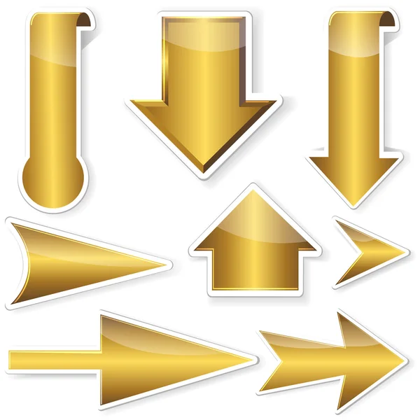 Gouden stickers van pijlen. — Stockvector