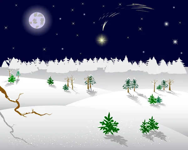 圣诞星在夜晚的天空. — 图库矢量图片