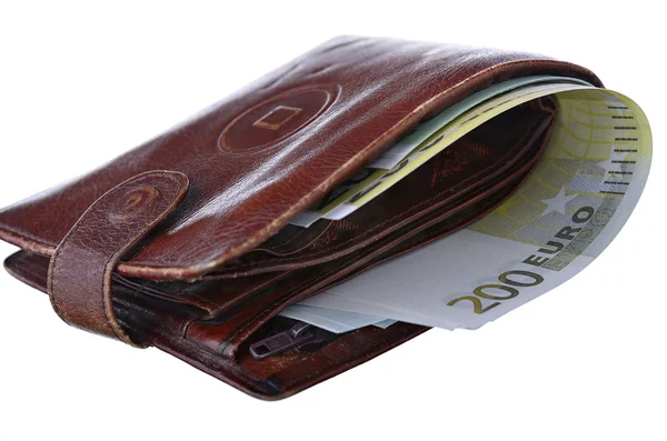 Monetary denominations in a purse — Stock Photo, Image