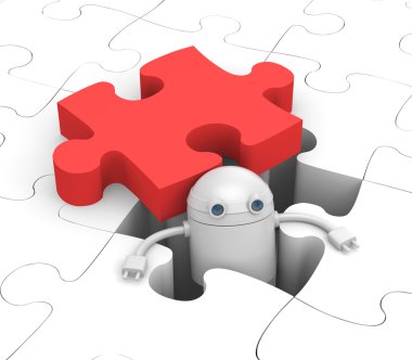 Robot find the necessary puzzle clipart