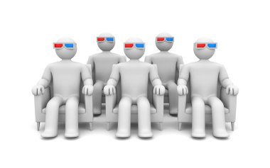 Group of person in 3d glasses clipart