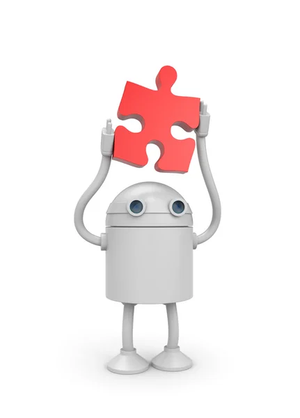 Robô com quebra-cabeça — Fotografia de Stock