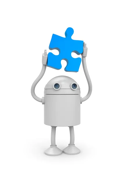 Robô com quebra-cabeça — Fotografia de Stock