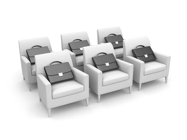 Stühle mit Aktentaschen — Stockfoto