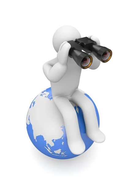 The person looks in binocular — Stock Photo, Image