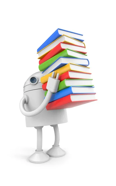 Robot with books — Stock Photo, Image