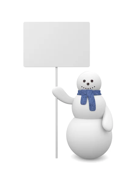 Sněhulák s tabulí. obraz obsahuje ořezovou cestu — Stock fotografie