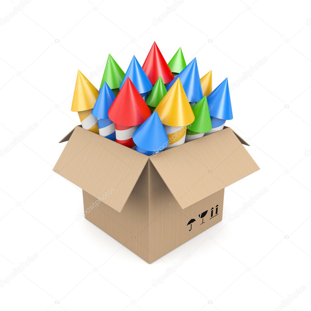 Box with rockets. Image contain clipping path