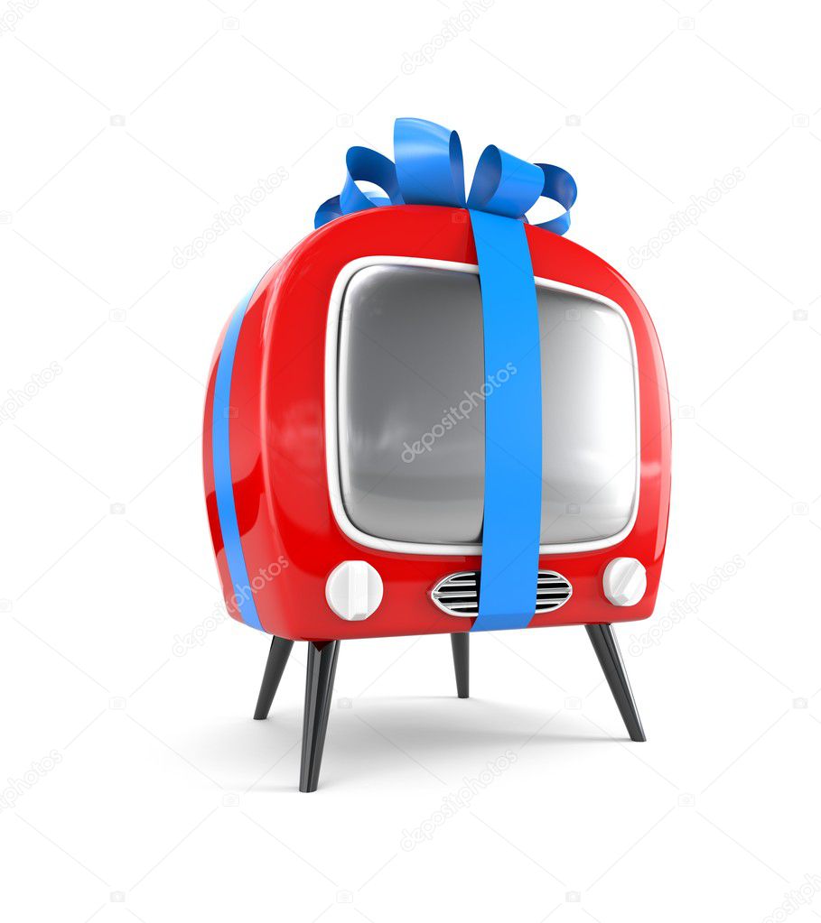 Retro TV tied with a ribbon