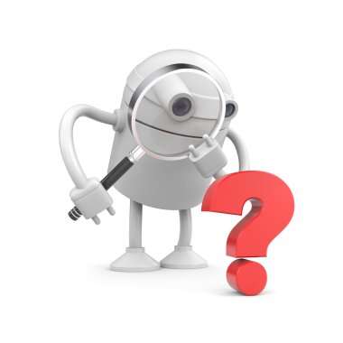 Robot with magnify glass clipart