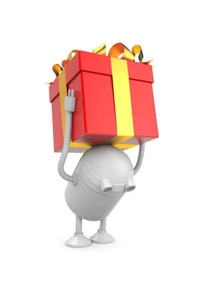 Robot with gift — Stock Photo, Image