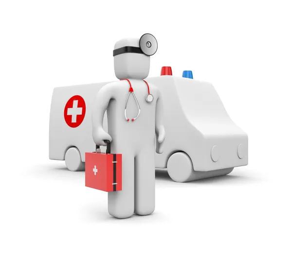 Medic met ambulance — Stockfoto