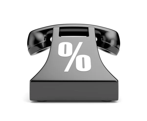 Telefone retro com símbolo percentual — Fotografia de Stock