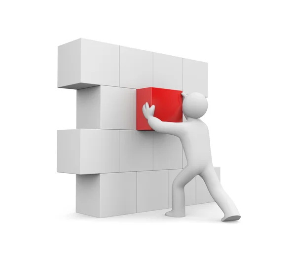 Person build wall. Image contain clipping path — Stock Photo, Image