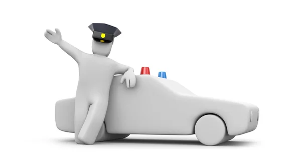 Police man with car — Stock Photo, Image