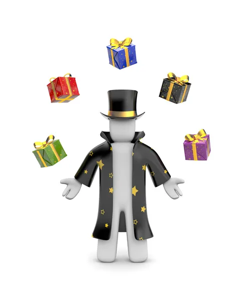 Wizard met geschenken — Stockfoto