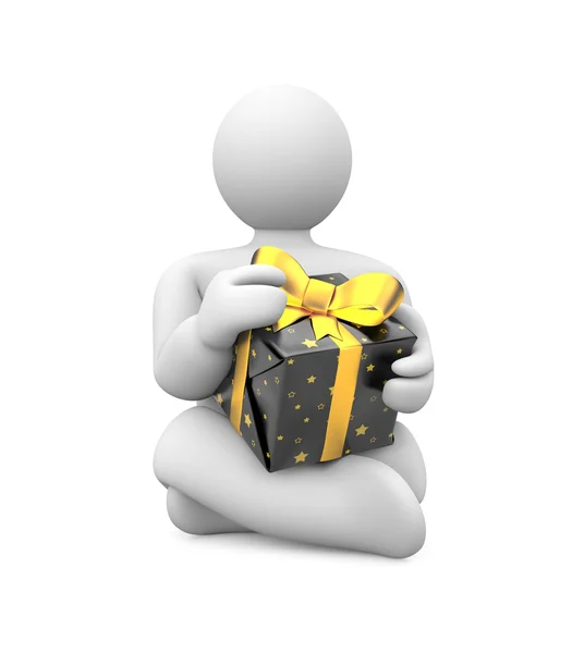 Person mit Geschenkbox. Bild enthält Ausschnittpfad — Stockfoto