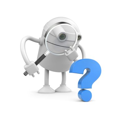 Robot with magnify glass clipart