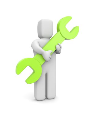 Person hold spanner clipart