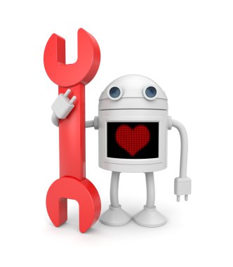 Love for work. Robot worker clipart