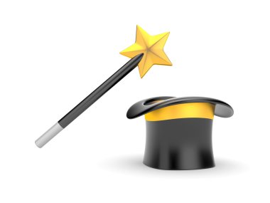 Magic wand and hat clipart
