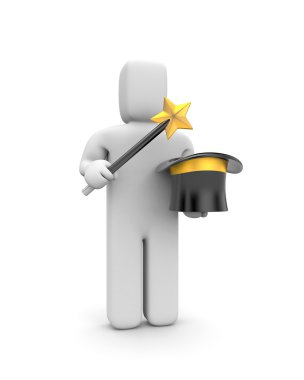 Wizard with magic wand and hat clipart