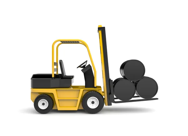 Forklift with oil barrels — Stock Photo, Image