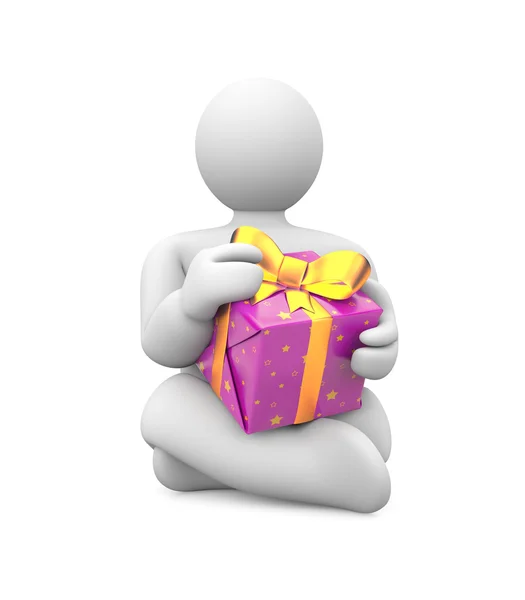 Person with gift box. Image contain clipping path — Stock Photo, Image