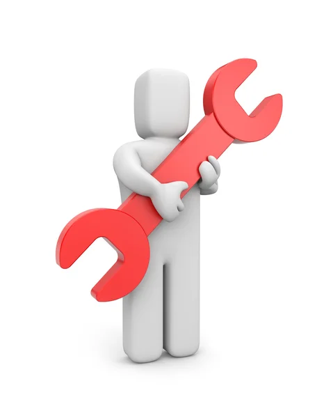 Person hold spanner — Stock Photo, Image