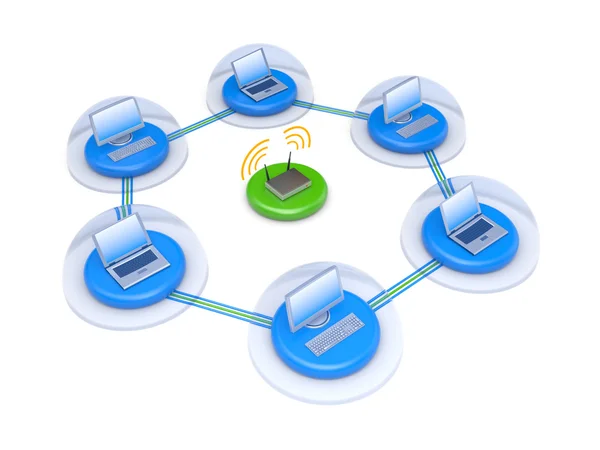 Wireless network with firewall — Stock Photo, Image