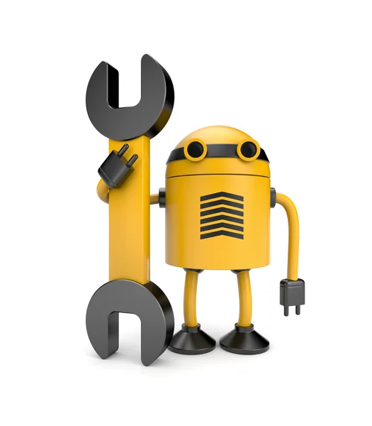 Robot işçi ile somun anahtarı — Stok fotoğraf