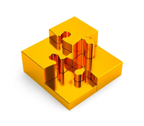 Puzzle d'oro. Immagine contiene percorso di ritaglio — Foto Stock