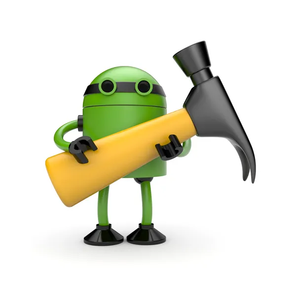 Robot with hammer — Stock Photo, Image
