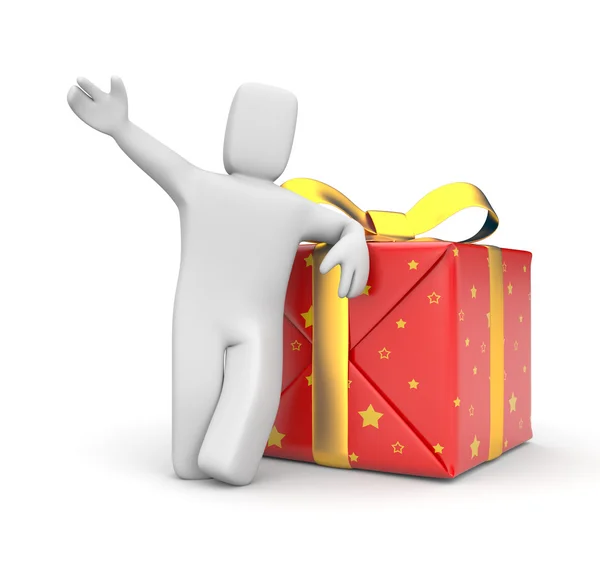 Person with gift box. Image contain clipping path — Stock Photo, Image