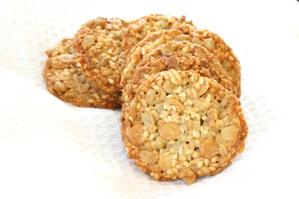 Whole grain biscuits on white background — Stock Photo, Image