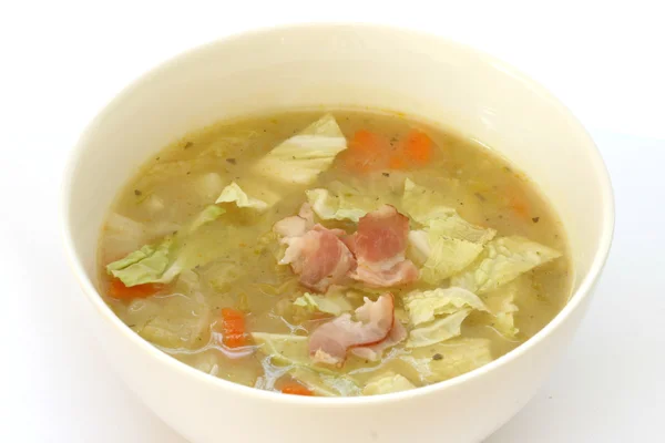 Vegetable cabbage soup in bowl — Stock Photo, Image