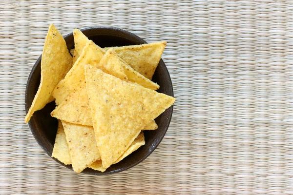 Tortilla chips in bowl — Stock Photo, Image