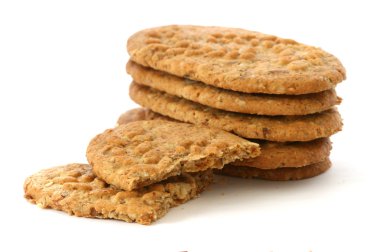 Whole grain biscuits on white background clipart