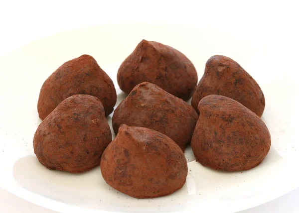 Pralinas de trufas de chocolate — Fotografia de Stock