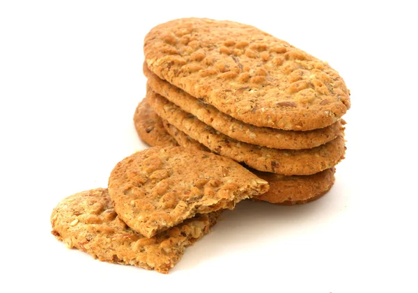Biscoitos de grão inteiro sobre fundo branco — Fotografia de Stock