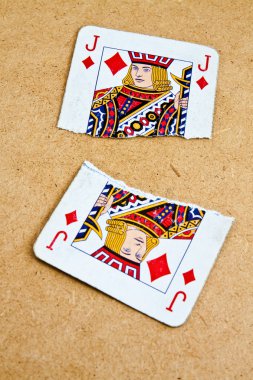 Broken into two playing card deck of old clipart