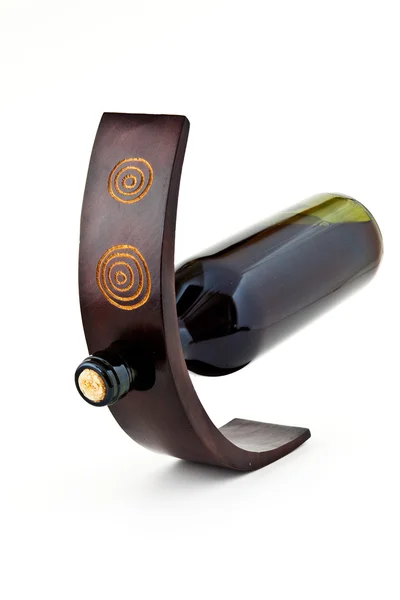 Wine bottle decorative wooden stand — Stock Photo, Image