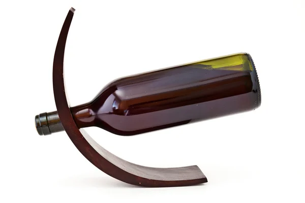 Garrafa de vinho suporte de madeira decorativo — Fotografia de Stock