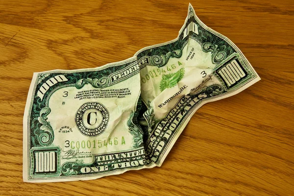 皱折的美元的钞票 — 图库照片