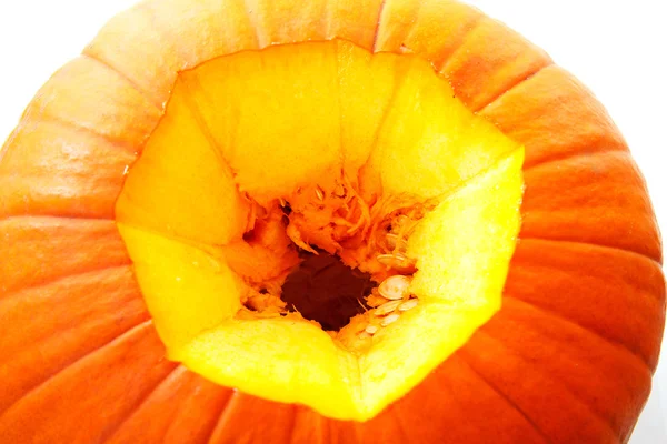 Closeup of hole in pumpkin — Stock Photo, Image