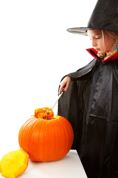 Girl empty pumpkin — Stock Photo, Image