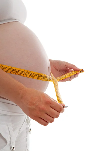 Medición del vientre embarazada — Foto de Stock